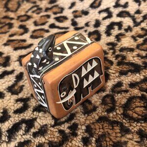 African Snake in the Box  - Hand Carved Stone Figurine